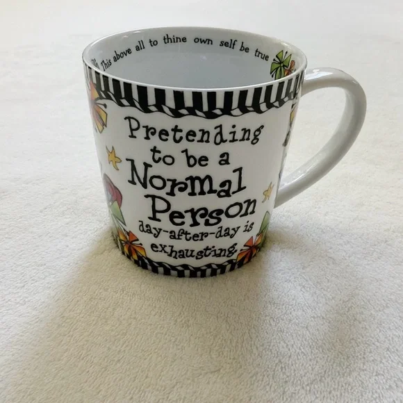 Suzy Toronto Pretending to Be A Normal Person Mug Cup Colorful Floral Whimsical - Picture 1 of 9
